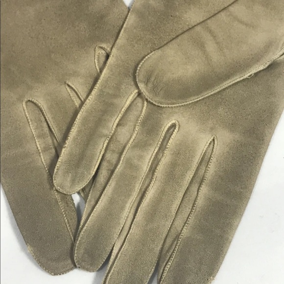 Vintage FOWNES Own Make Women Gloves Beige All Leather 54C Made In France AS IS - Picture 5 of 11